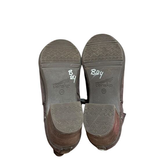 Dansko Hartley Side Zip Ankle Boots Booties Brown Chocolate Buck Sz 38 USA 8 - Picture 9 of 9